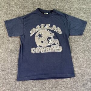 Vintage Dallas Cowboys T Shirt Youth Medium Blue Single Stitch USA Trench 90s